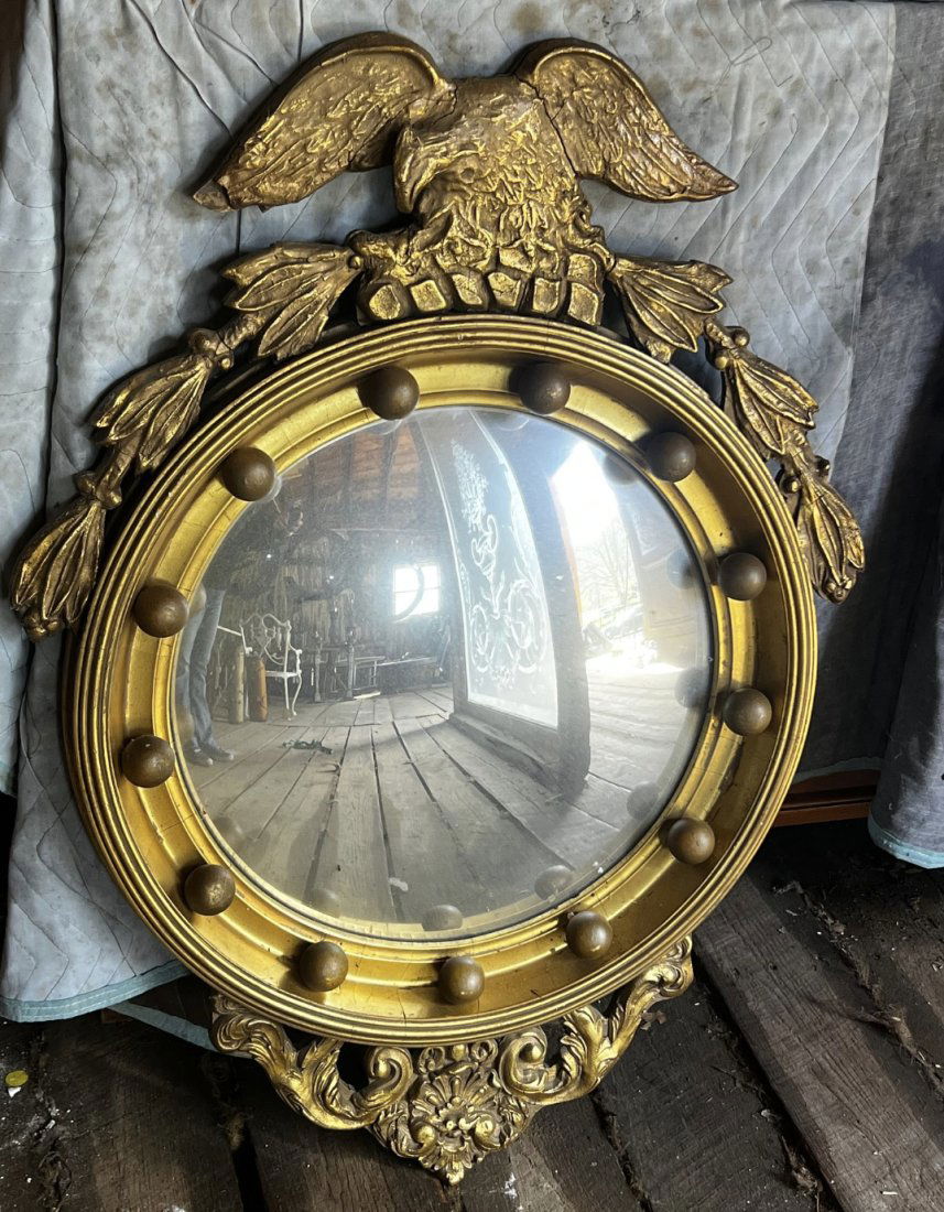 19th Century Federal Giltwood Convex Eagle Mirror (1 of 1)