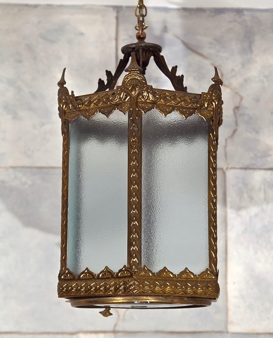 English Hexagonal Brass Hallway Lantern (1 of 3)