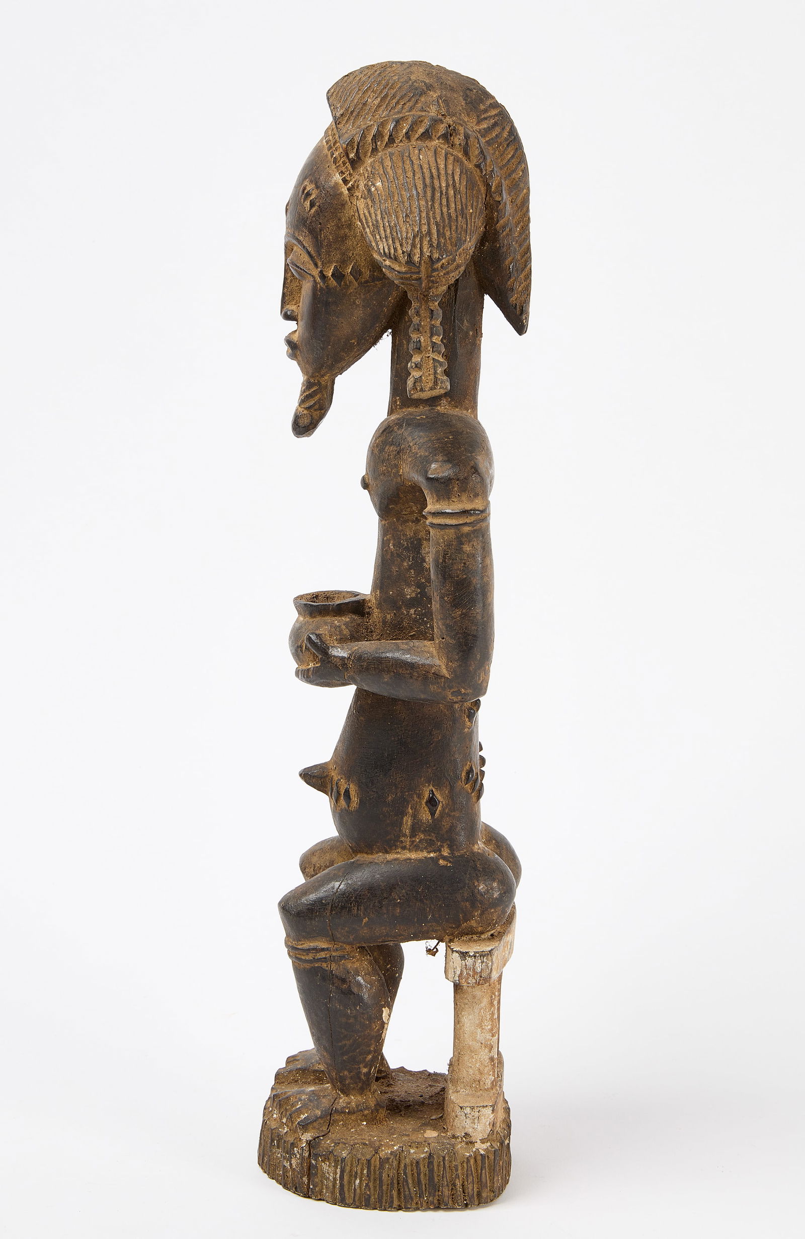 Carved African Figure Holding Bowl (1 of 11)