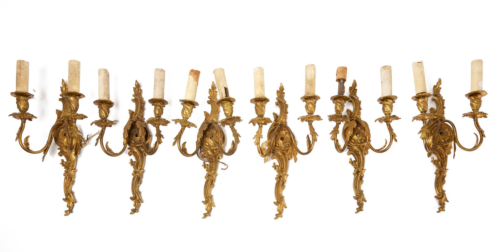 Six Matching Brass Wall Sconces (1 of 4)