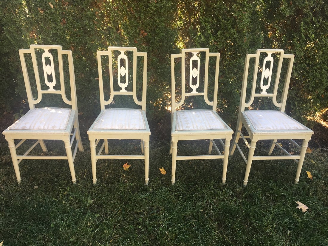 Set of Four Painted Oak Dining Chairs (1 of 5)