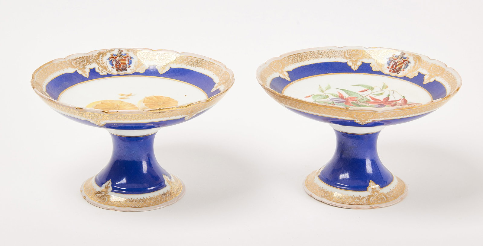 Pair of Porcelain Tazas: Pair of porcelain tazas. Unmarked. 19th century. H 5" D 8-1/4" Condition: Excellent with minor imperfections. 