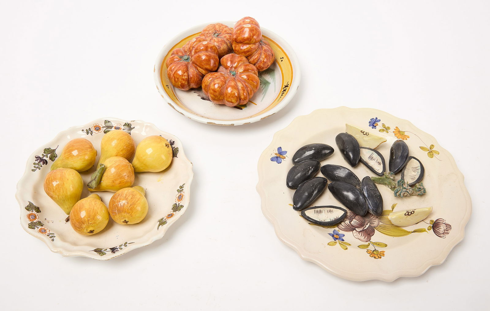 Three French Faience Trompe-L'oeil Plates (1 of 5)