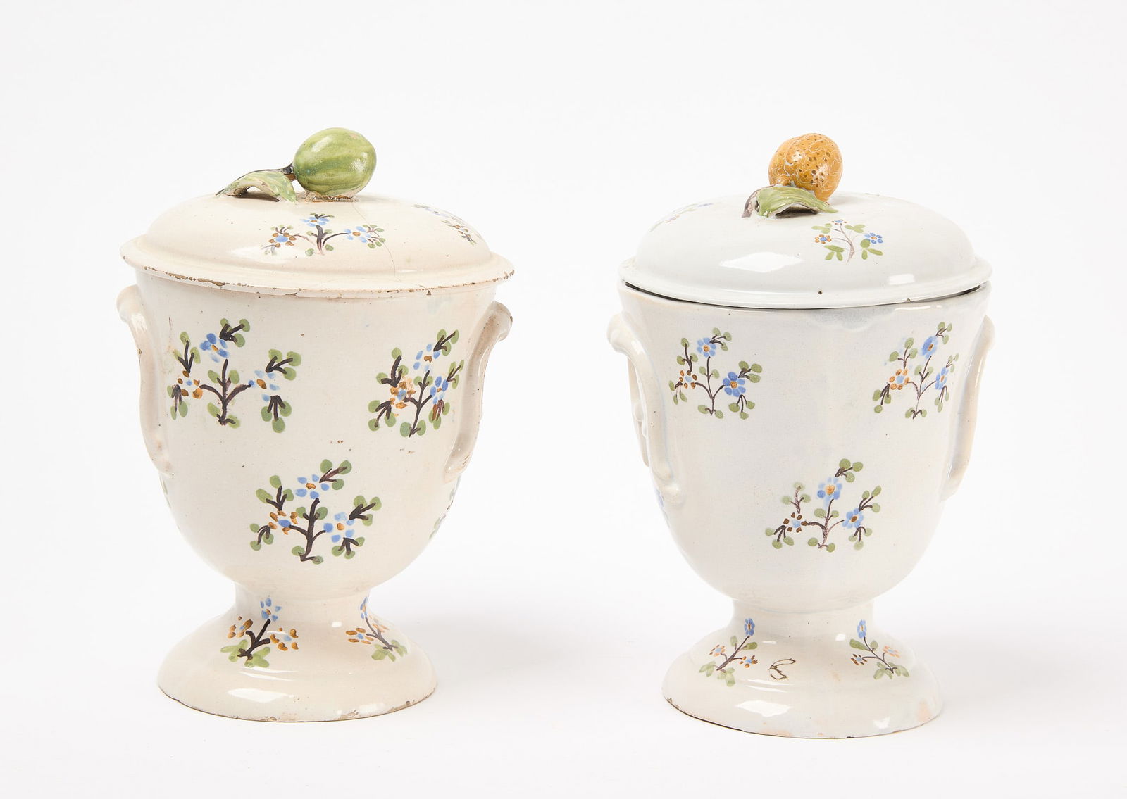 Pair of Decorated Faience Urns (1 of 4)