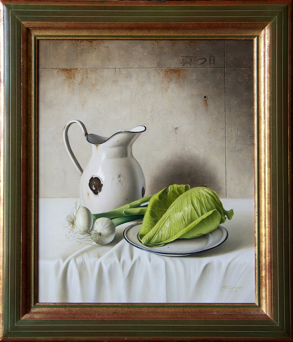 Stefaan Eyckmans - Pure White: Stefaan Eyckmans (b. 1964). Pure White. Oil on canvas. Signed and dated by artist LR. Belgian, 2016. Frame: H 33-1/2" W 29-1/8" Sight: H 25-5/8" W 29-1/8" Condition: Excellen