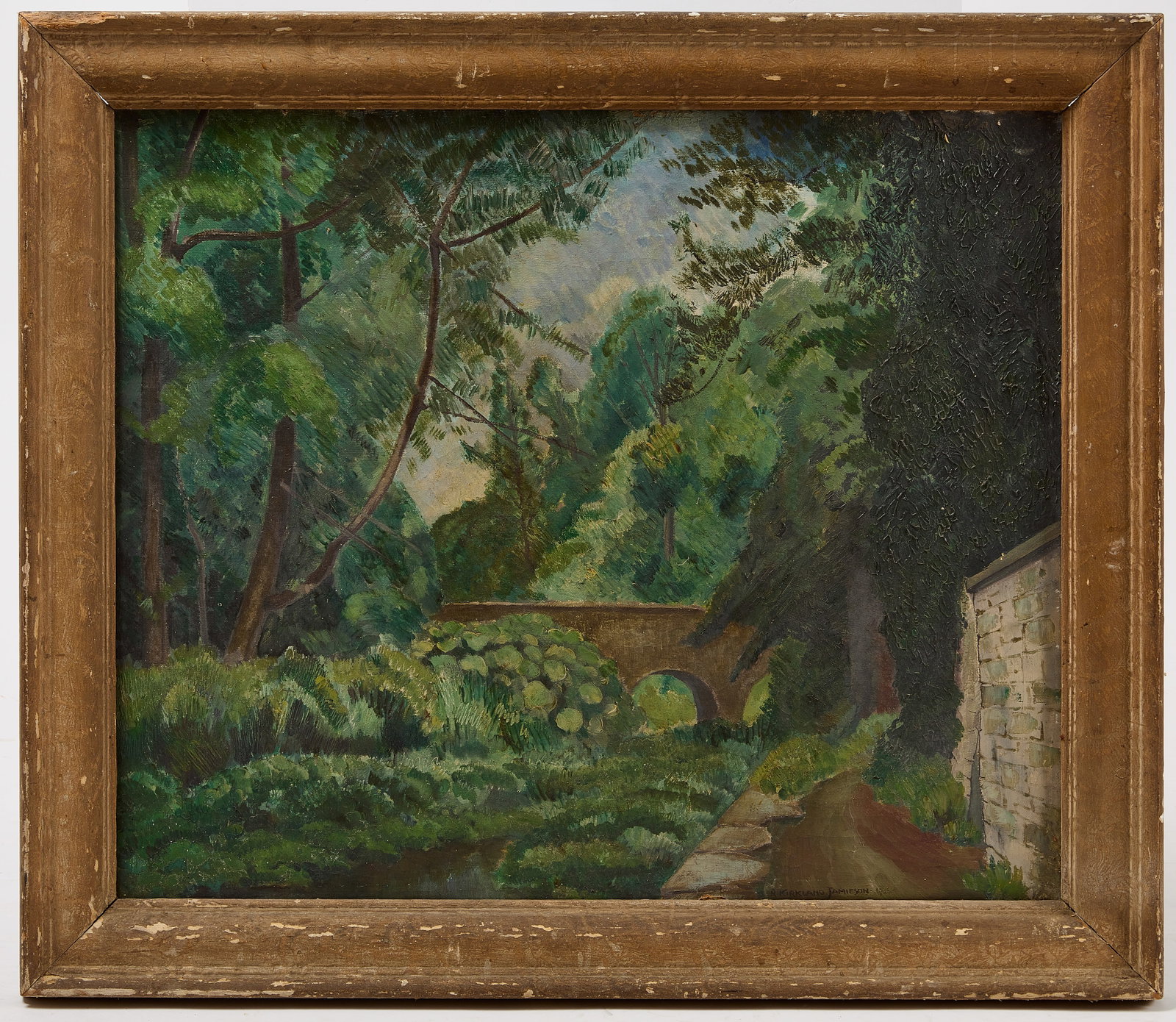 Robert Kirkland Jamieson - Fosse Bridge: Robert Kirkland Jamieson (1881-1950). Fosse bridge. Oil on canvas. British. Frame: H 30" W 35" Canvas: H 24-1/4" W 29" Condition: Excellent condition with minor surface 