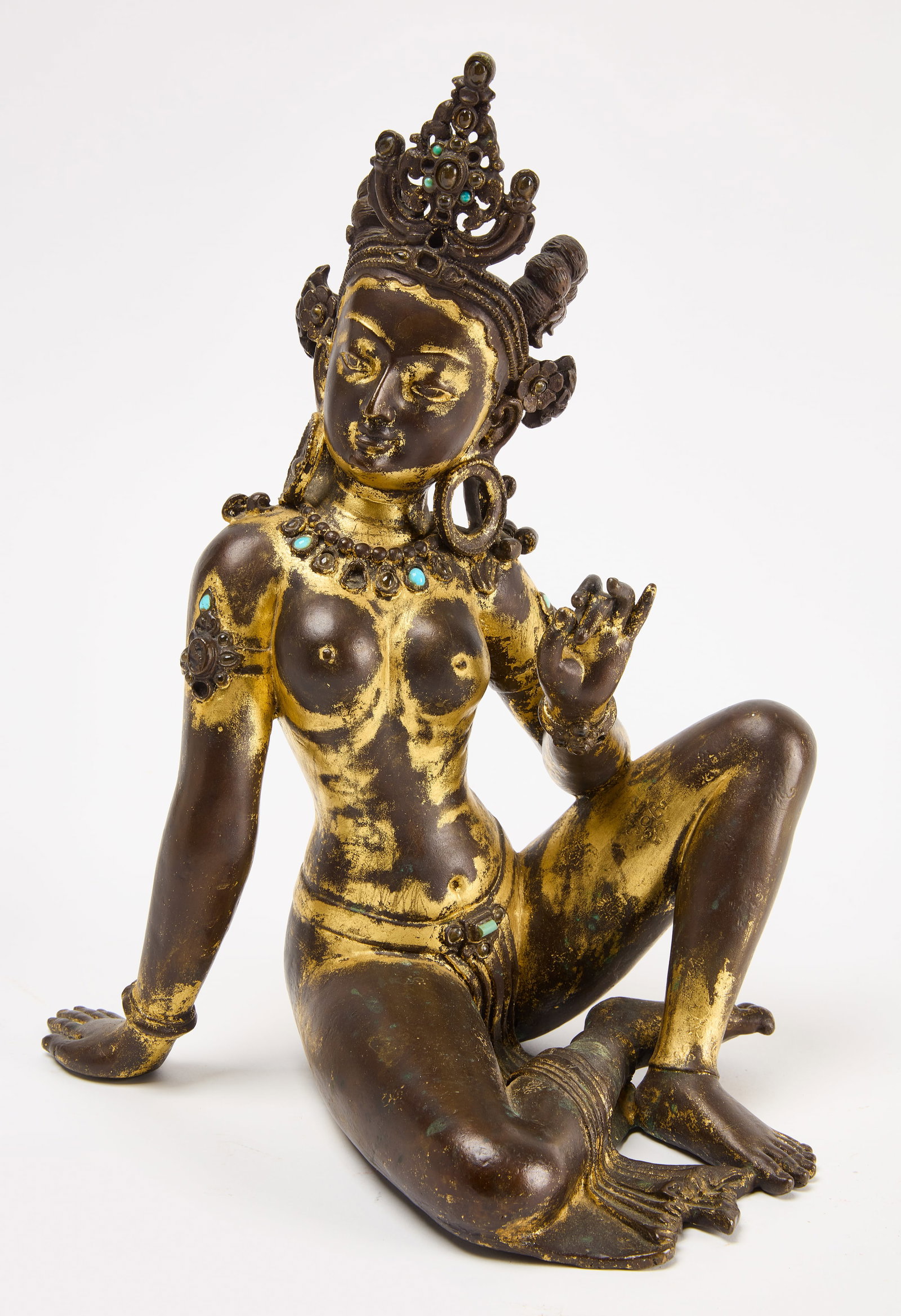 Bronze Statue Goddess Uma: Asian figure of the Goddess Uma. Bronze. Condition: Excellent with minor imperfections. H 14" W 10" D 6-1/2" Link to high-res images: https://www.dropbox.com/sh/wdcwsa3vgdtkp5o/AAC