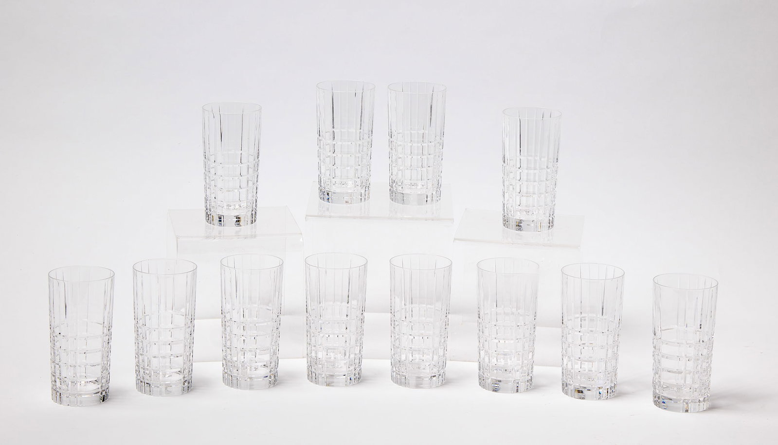 Tiffany Crystal Glasses: 18 Tiffany glasses (12)5-5/8" (6) 3-5/8" Condition: excellent condition 