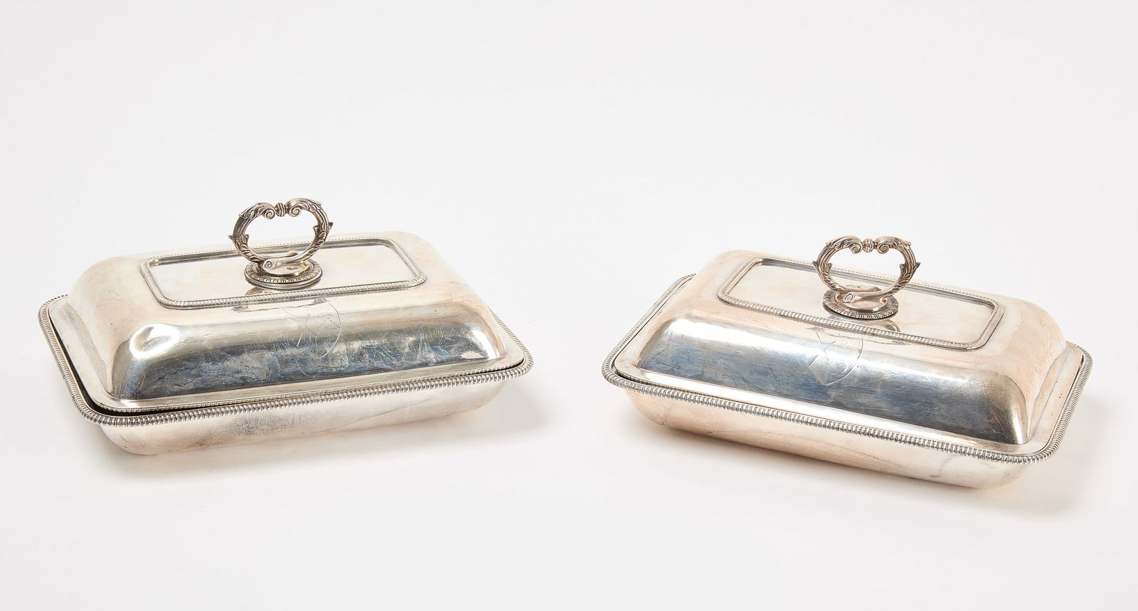 Pair of Antique English Sterling Serving Dishes (1 of 6)