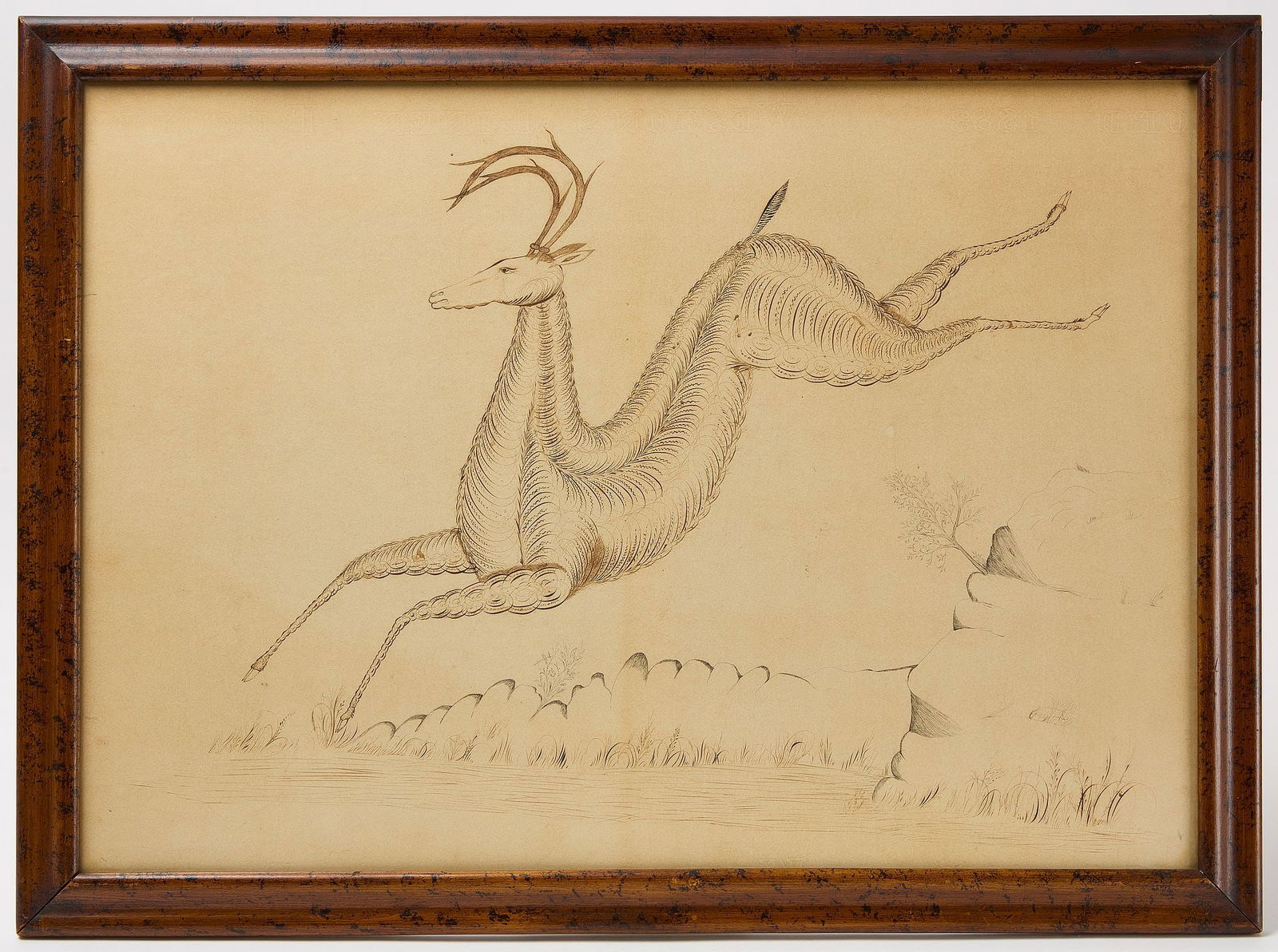 Spencerian Drawing of a Deer (1 of 3)