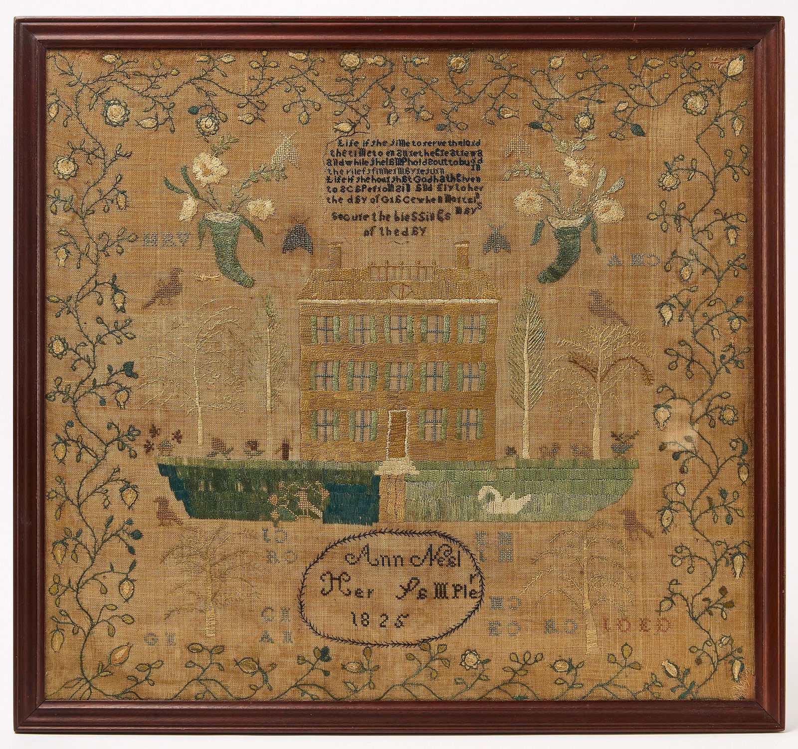 Needlework Sampler with house - Ann Neal (1 of 3)