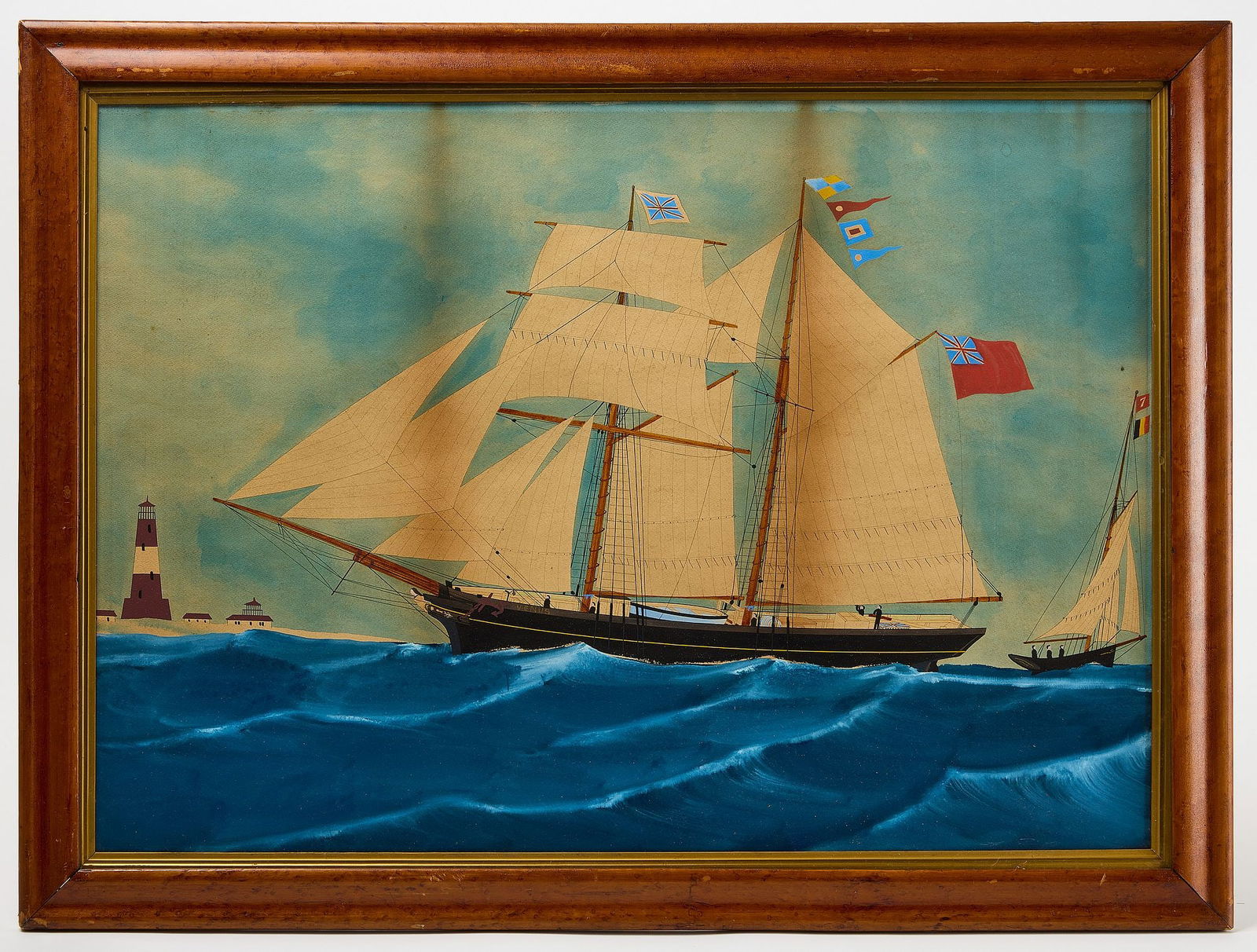Sailing Ship 'Venus': Portrait of 'Venus'. Watercolor on paper. English, circa 1890. Frame: L 27" W 36-1/2". Sight: L 22-1/4" W 31-1/4". Condition: Good with some moderate stain