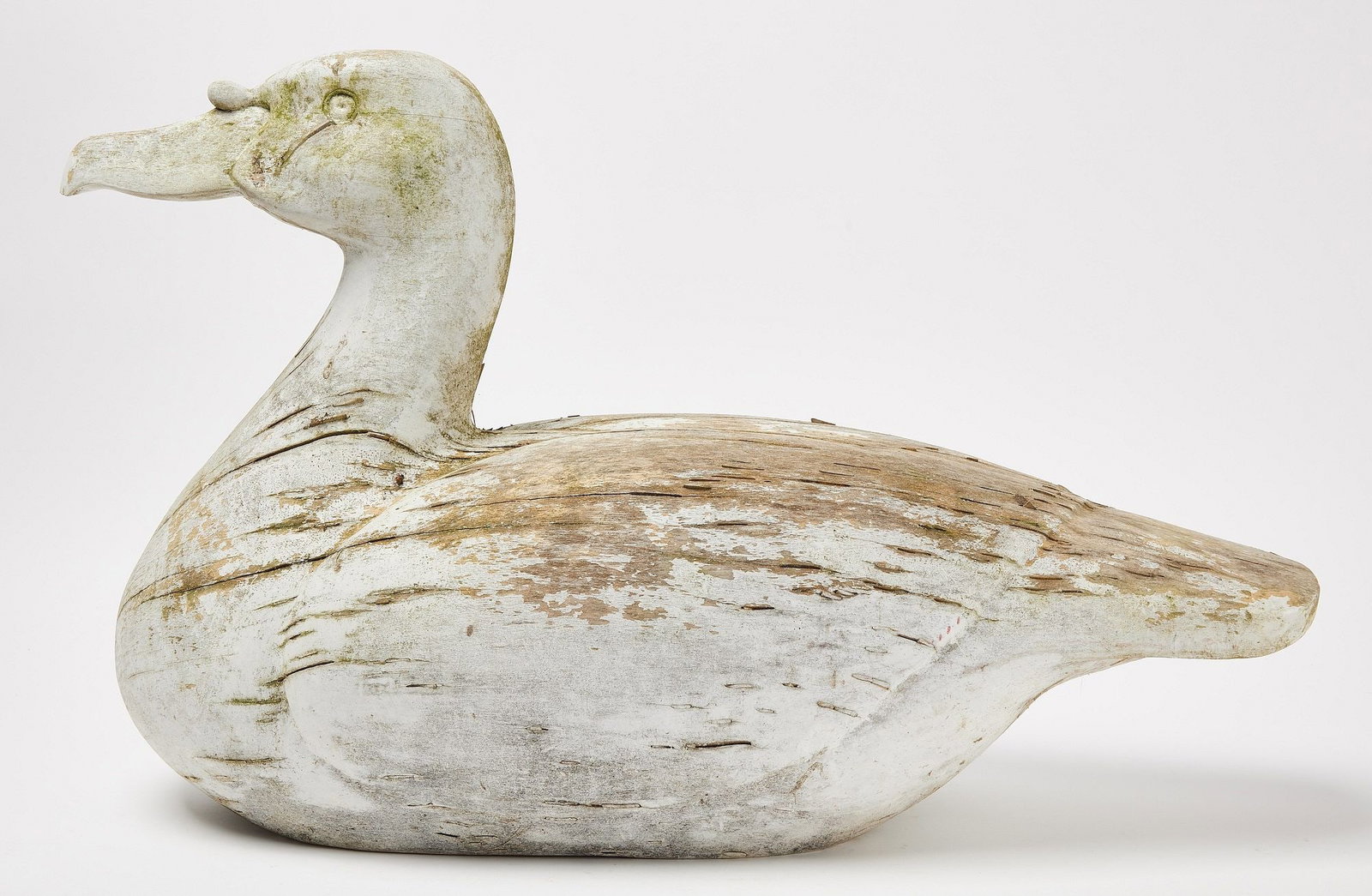 Wooden Seagull: Wooden seagull. Carved wood with old, possibly original paint. 20th century. H 19" L 30". Condition: Minor imperfections and weathering.