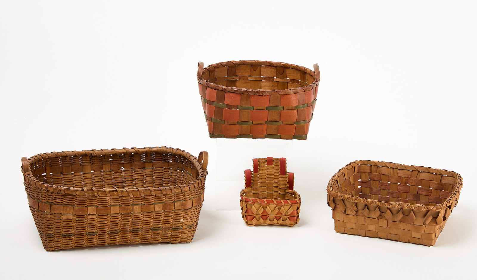 Three Native Splint Baskets and Miniature Wall Basket (1 of 6)