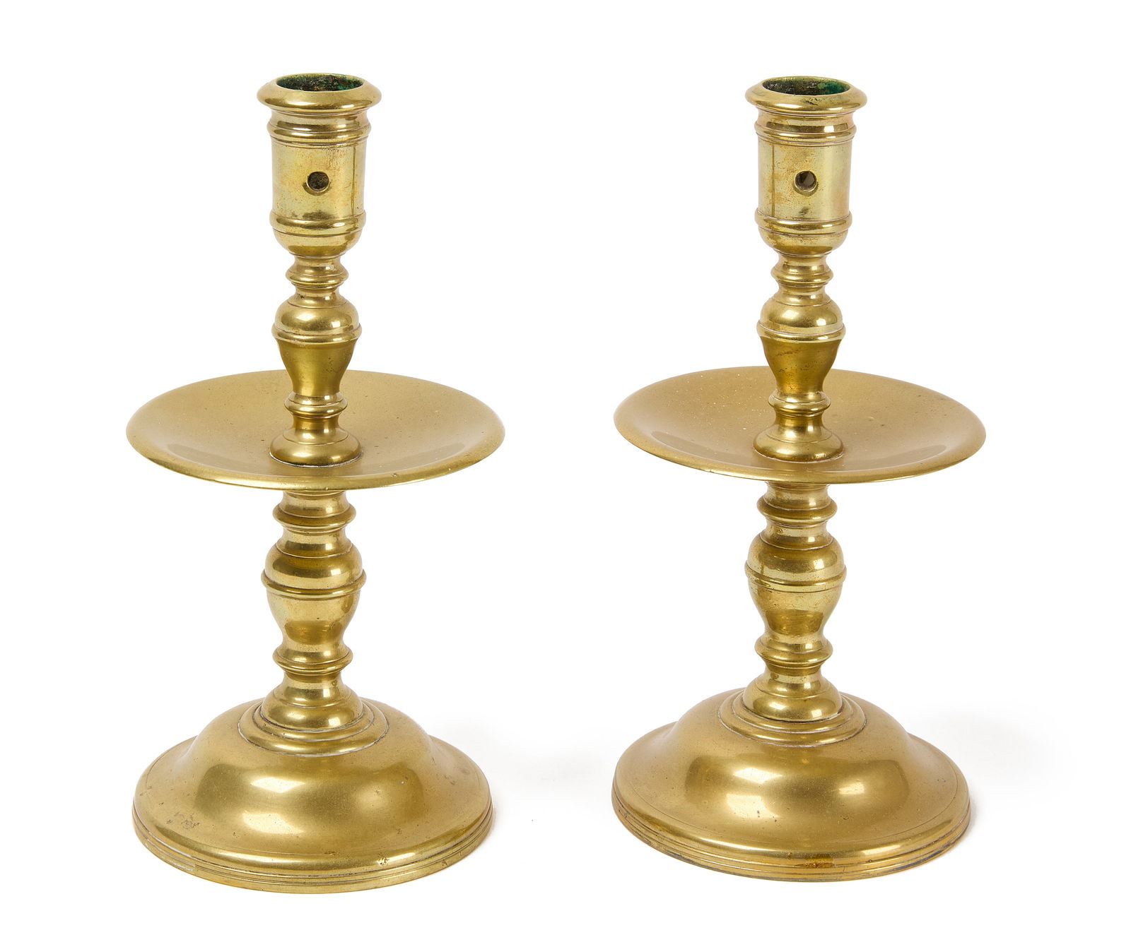 Pair of Early Brass Candlesticks (1 of 3)