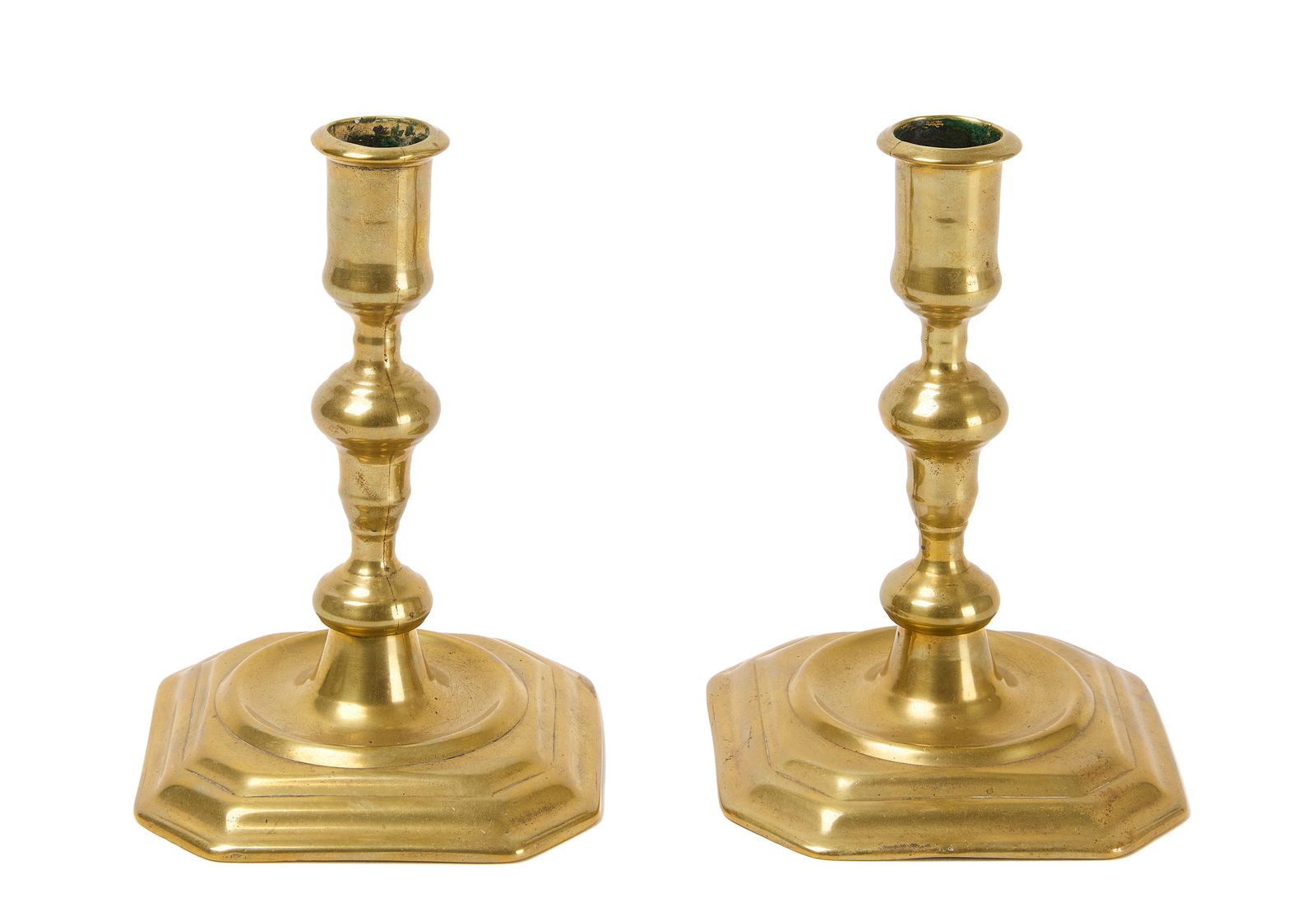 Pair of Early English Square Base Candlesticks (1 of 3)