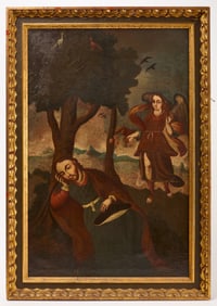 Cuzco School Painting - Man Visited by Angel