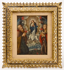 Cuzco School Painting - Virgin Mary with Saints