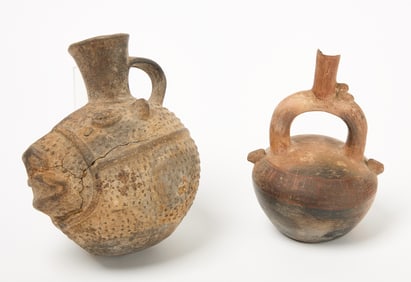 Two Pre Colombian Peruvian Pottery Vessels