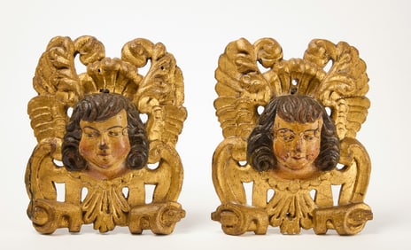 Pair of Carved Italian 'Putti' Plaques