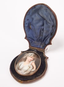Miniature Portrait Pin of a Veiled Woman