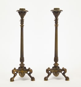 Pair of Neoclassical Bronze Candlesticks