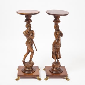 Two Carved Figural Pedestals