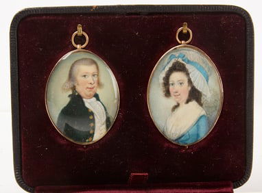 Fine Pair of Miniature Portrait Pendants in Presentation Case