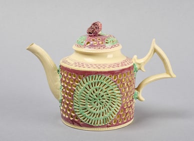 Creamware Double Walled Reticulated Tea Pot