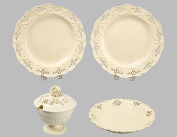 Four Pieces of Reticulated Creamware