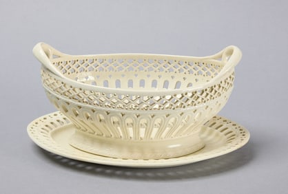Shorthose Reticulated Creamware Basket and Tray