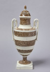 Tall Pearlware Urn with Piecered Lid