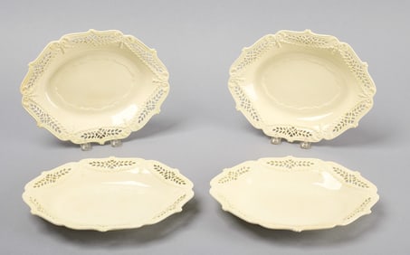 Four Pierced Creamware Serving Dishes