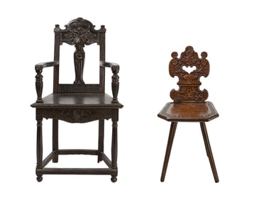 Two Early Carved Chairs