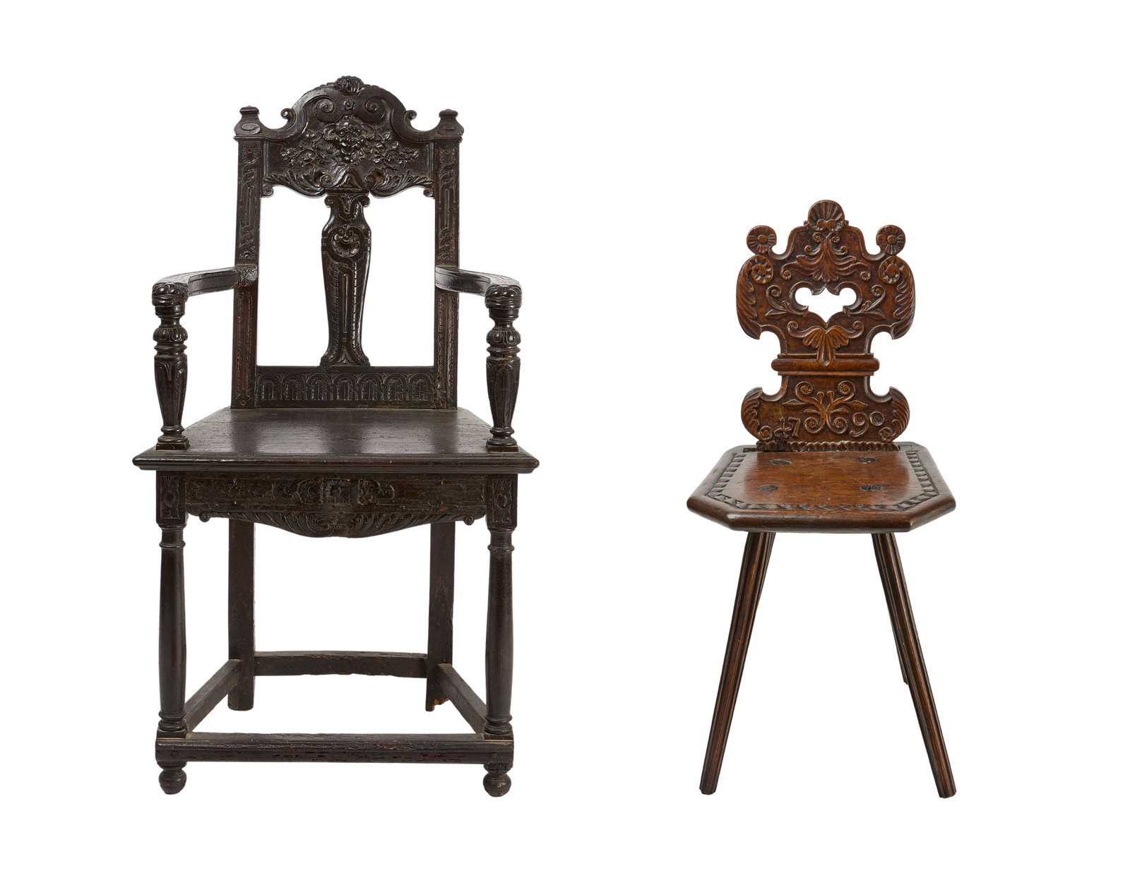 Two Early Carved Chairs (1 of 15)