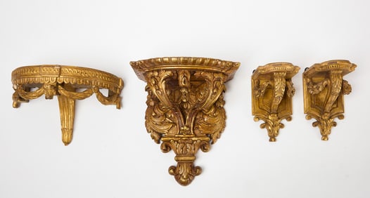 Four Gilt Wall Shelves