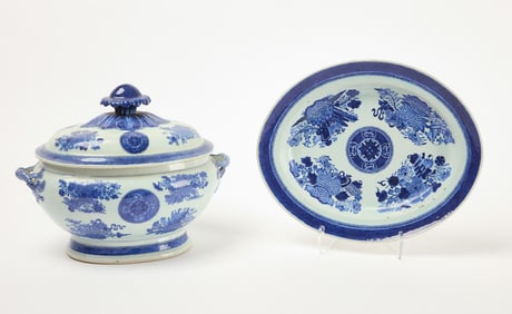 Chinese Export Porcelain Tureen and Tray