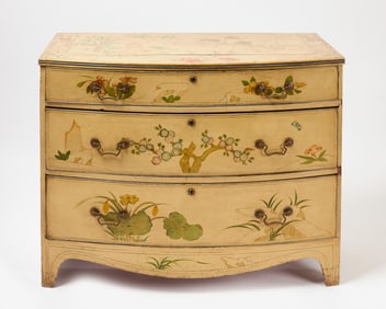 French Painted Bow Front Chest