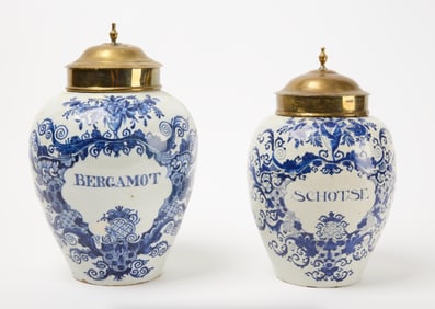 Two Delft Tobacco Jars