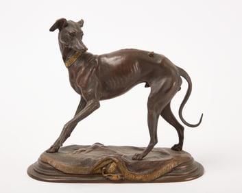 A. Barye – Italian Greyhound Bronze