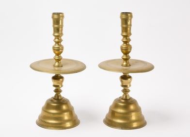 Pair of Tall Dutch Brass Candlesticks