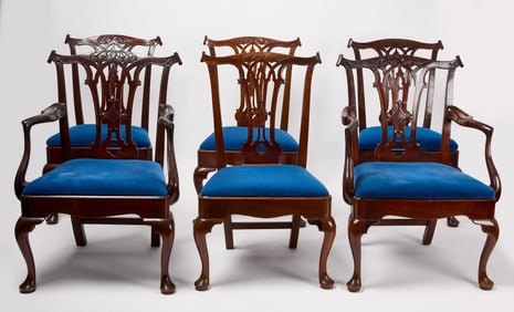 Six Chippendale Dining Chairs