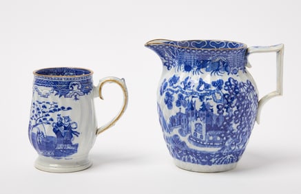 Staffordshire Earthenware Fluted Mug and Jug