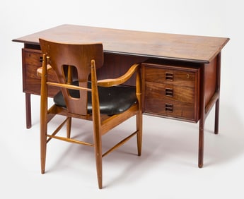 Rosewood Modern Desk With Chair