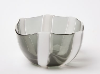 Venini White and Grey Glass Bowl