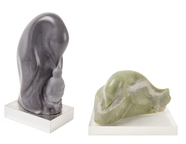 Two Carved Polished Stone Sculptures