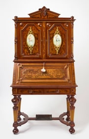Carved and Painted Eastlake Style Secretary Cabinet