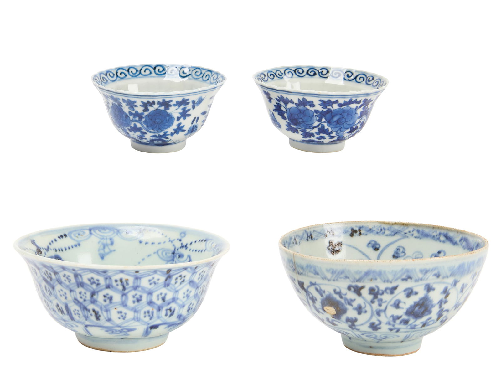 Pair of Asian Cups Together with Two Antique Asian Porcelain Bowls (1 of 9)