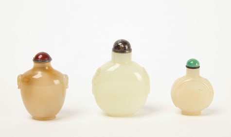 Three Jade Snuff Bottles