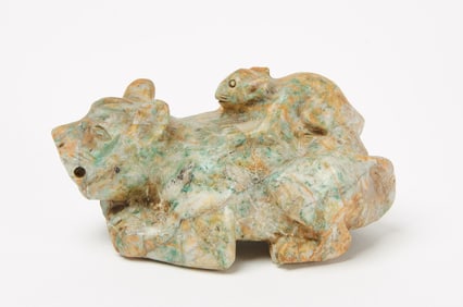Carved Stone Tiger with Rat